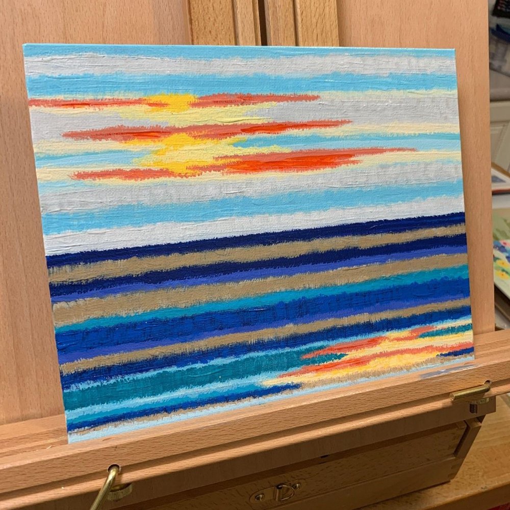 Abstract Ocean Seascapel Acrylic Painting 8 x 10